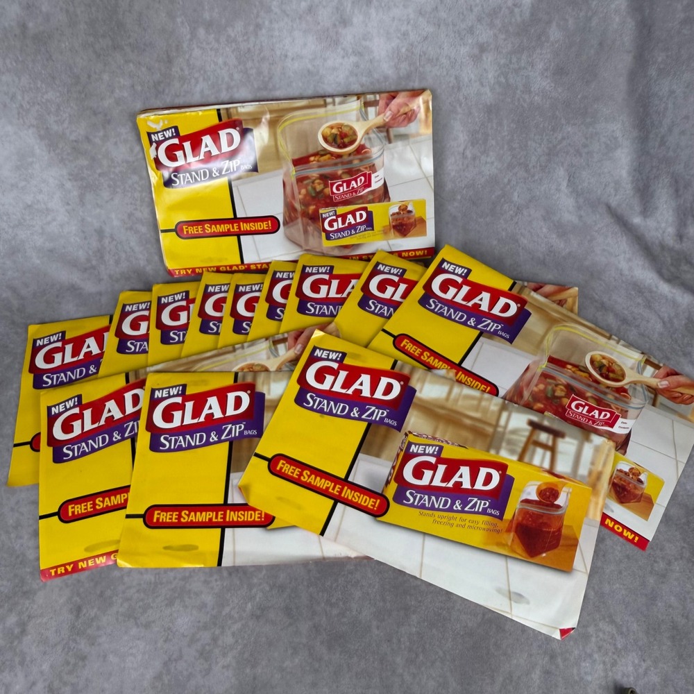 Vtg Glad Stand & Zip Bags 1/2 Gal Sample Lot 20 Promo Advertising Discontinued